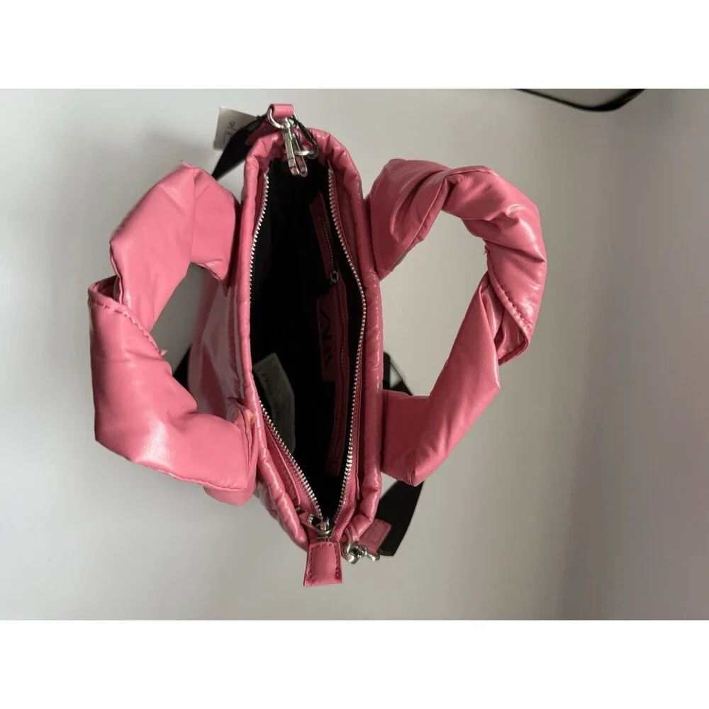 ZARA Women’s Quilted Puffy Pink Crossbody Bag Preppy Cute